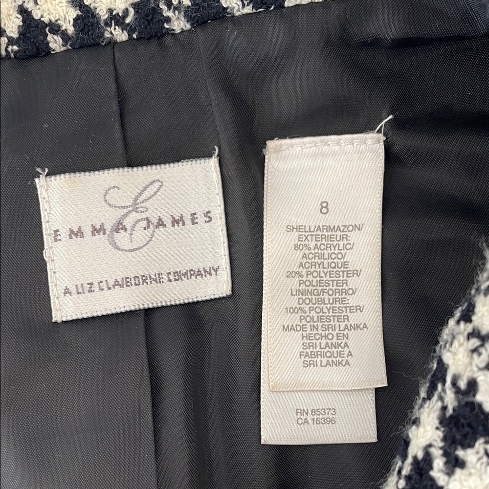EMMA JAMES Classic Houndstooth Tweed Black and White Blazer 8 - Picture 10 of 16